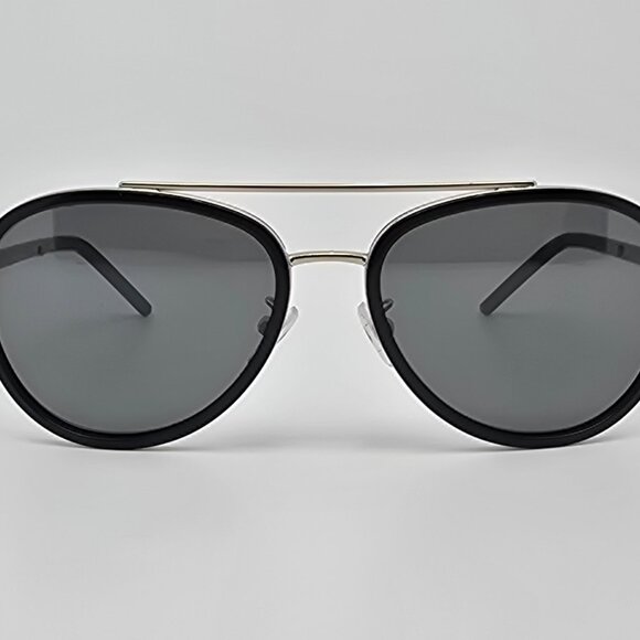 Tory Burch TY6089 33056V Black Frame Silver Mirror Grey Lens Aviator Sunglasses